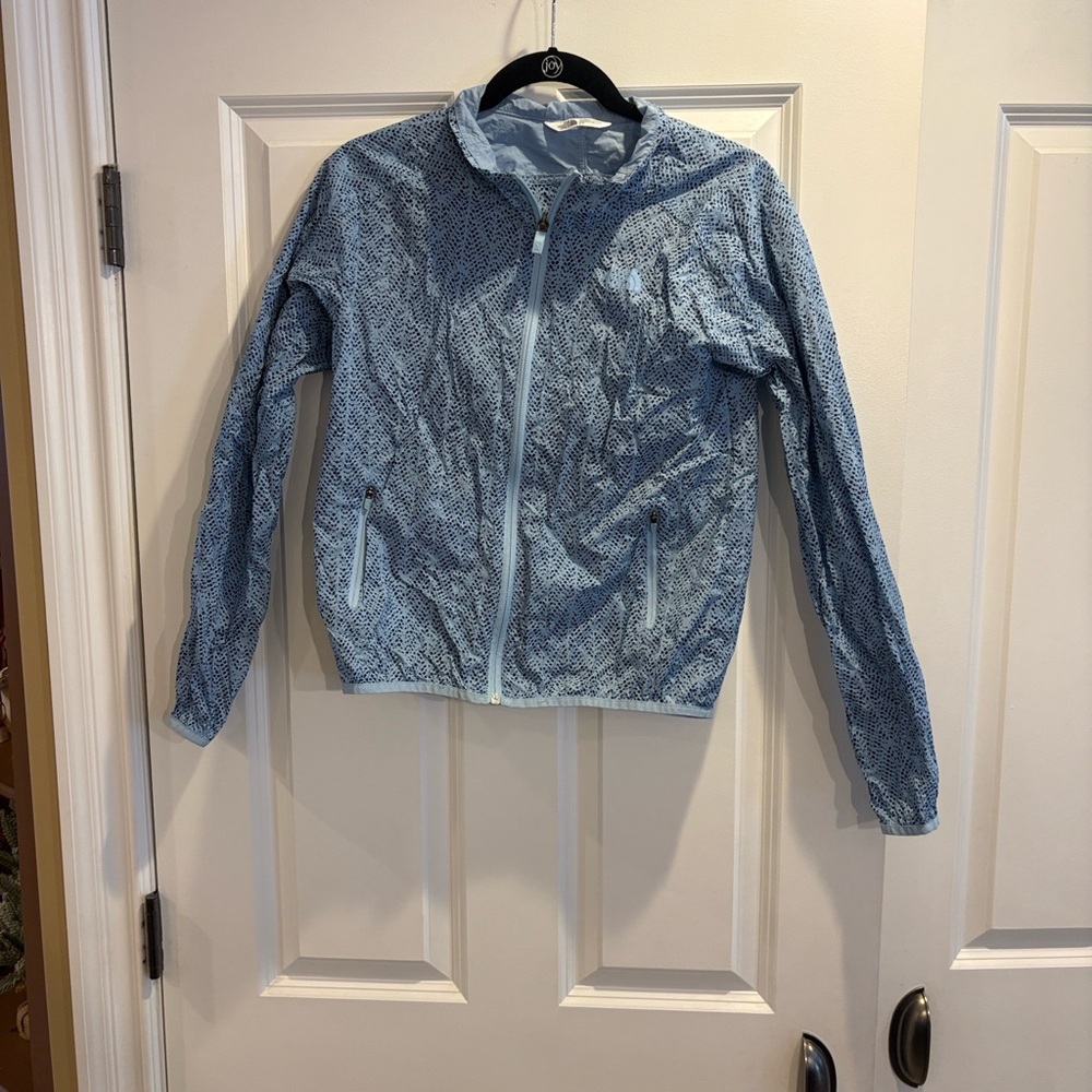 The North Face Light Blue Patterned thin windbreaker